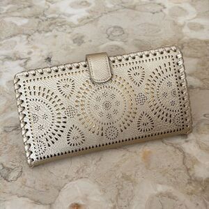 Madison West Travel Collection Large Passport Wallet - Laser Cut Rose Gold